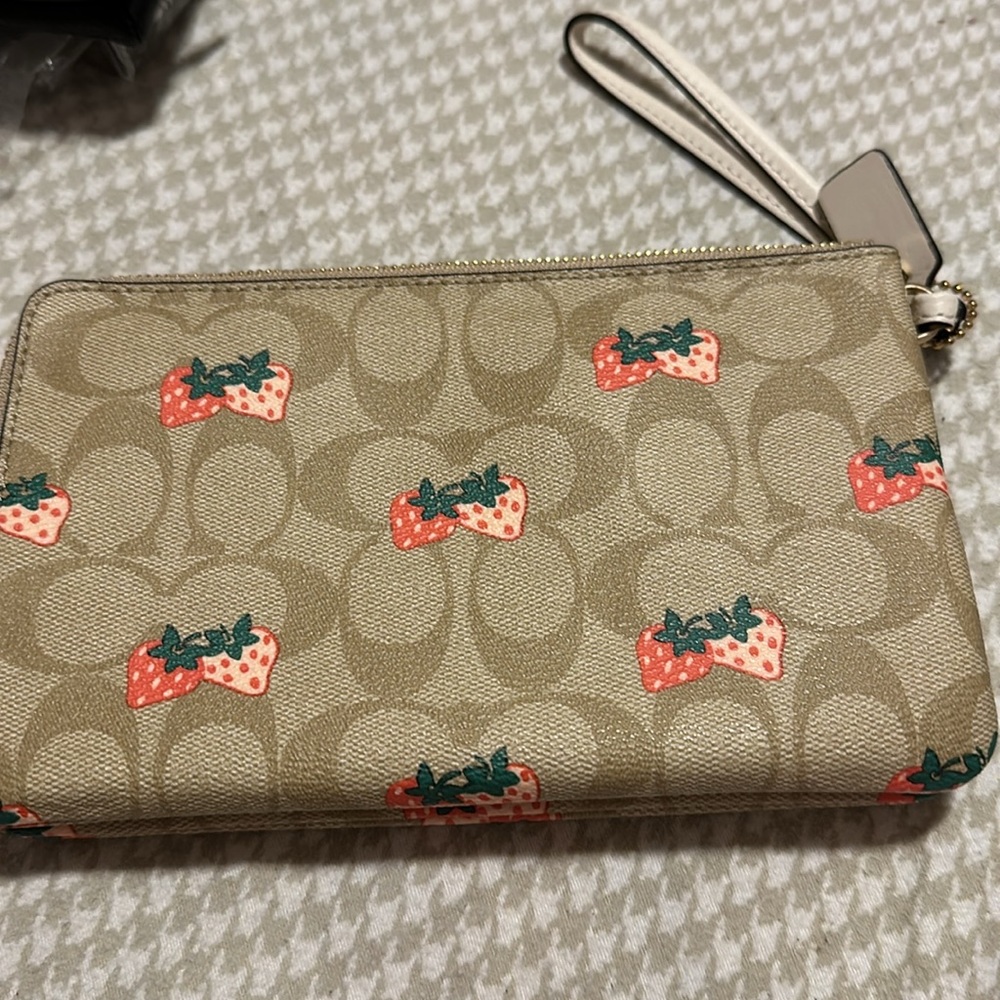 Tan Multi Colored Wallet Wristlet Used Once - image 3